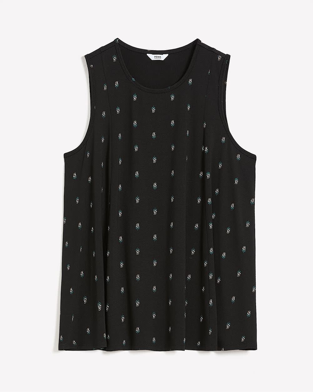 Printed Scoopneck Swing Cami with Princess Seams Black printed 5 Printed Scoopneck Swing Cami with Princess Seams Black printed