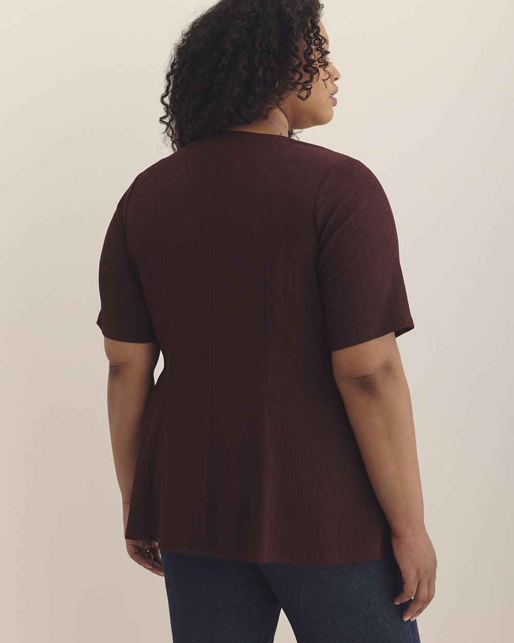 Princess-Cut Crewneck Flared Knit Top Winetasting 3 Princess-Cut Crewneck Flared Knit Top Winetasting