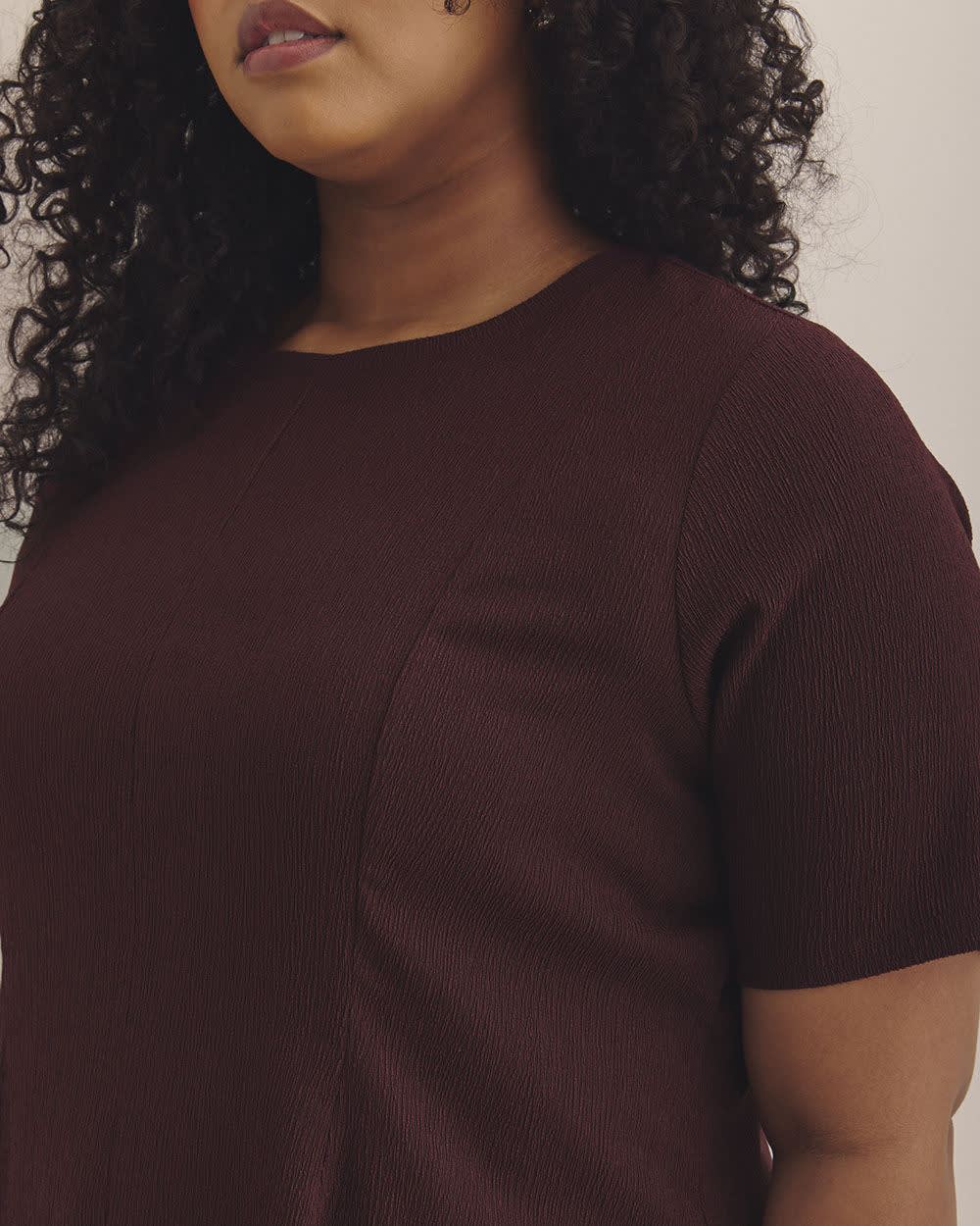 Princess-Cut Crewneck Flared Knit Top Winetasting 4 Princess-Cut Crewneck Flared Knit Top Winetasting