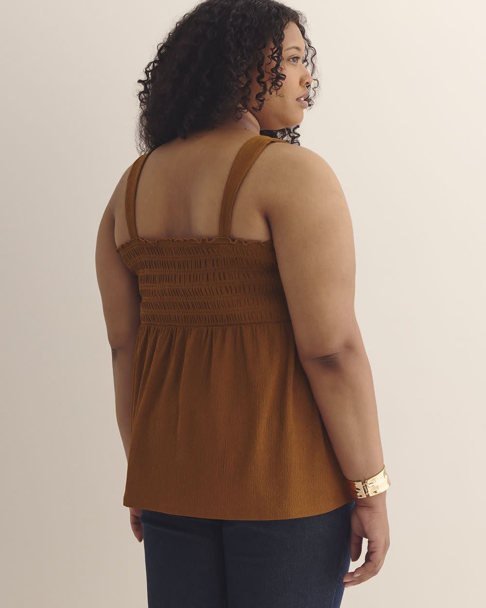 Smocking Knit Top with Large Straps Glazed ginger