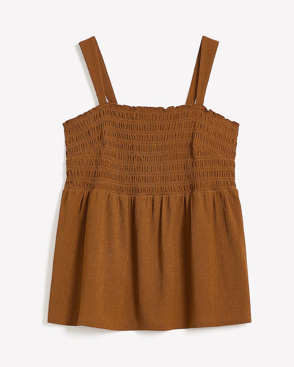 Smocking Knit Top with Large Straps Glazed ginger