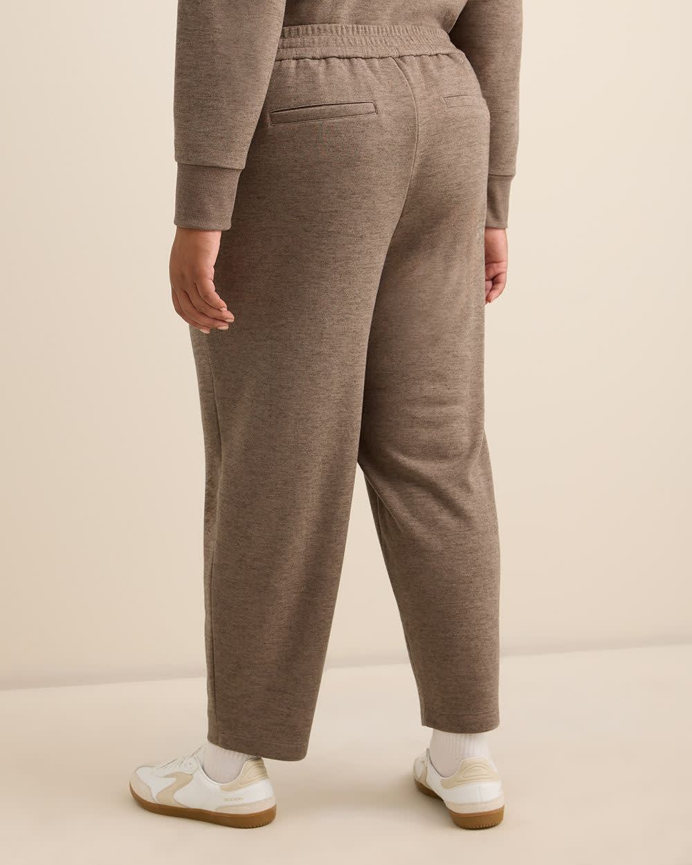 Pull-On Barrel-Leg Knit Pant Taupe mix
