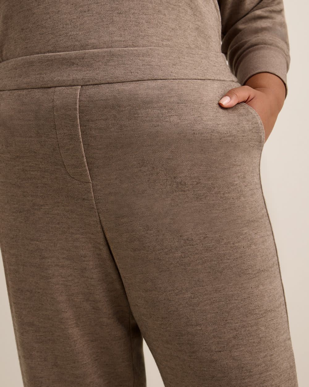 Pull-On Barrel-Leg Knit Pant Taupe mix