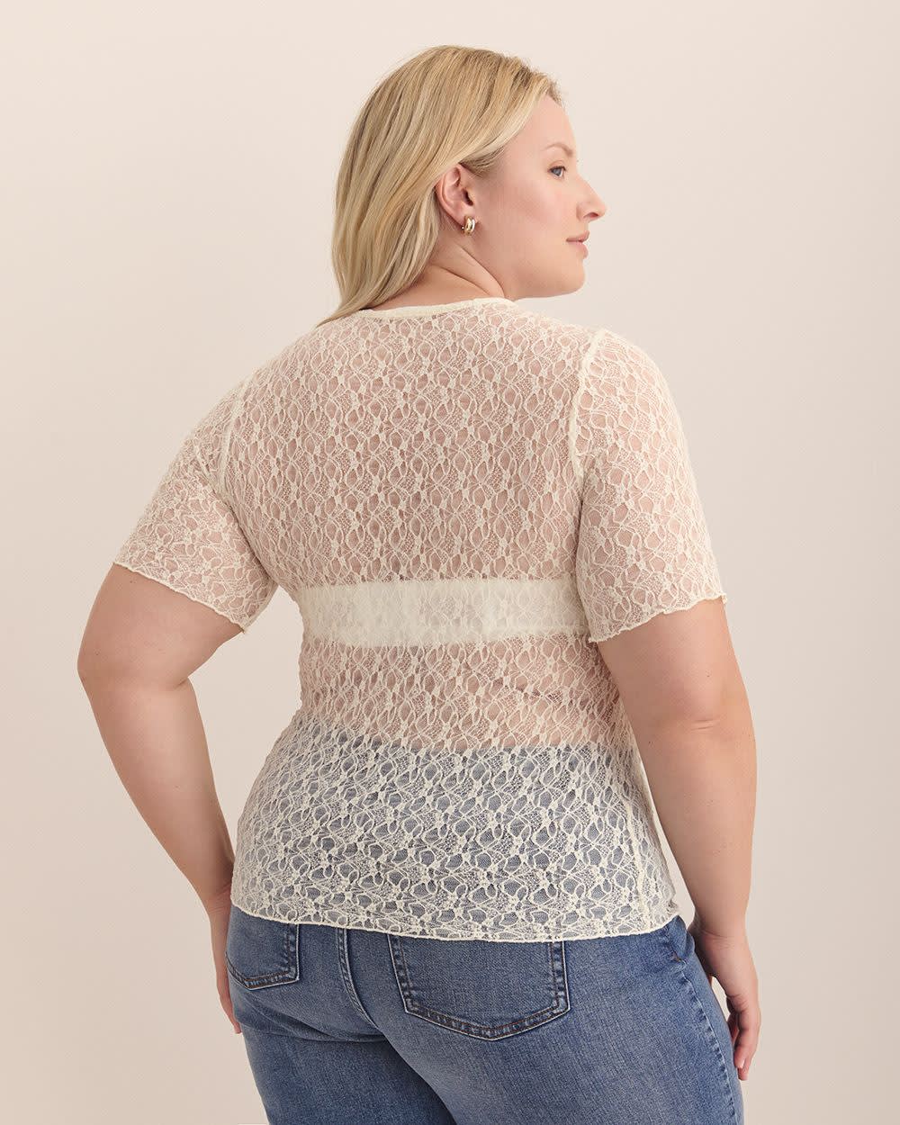 Lace Top with Lettuce Hem - Addition Elle Whisper white 3 Lace Top with Lettuce Hem - Addition Elle Whisper white