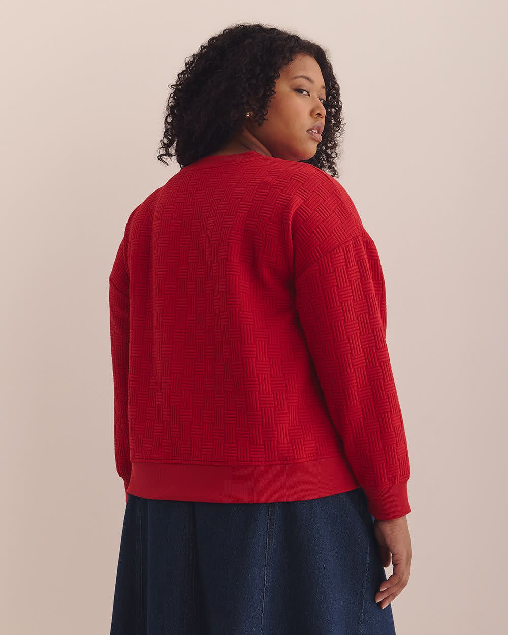 Dropped Shoulder Sweatshirt with Buttons Haute red