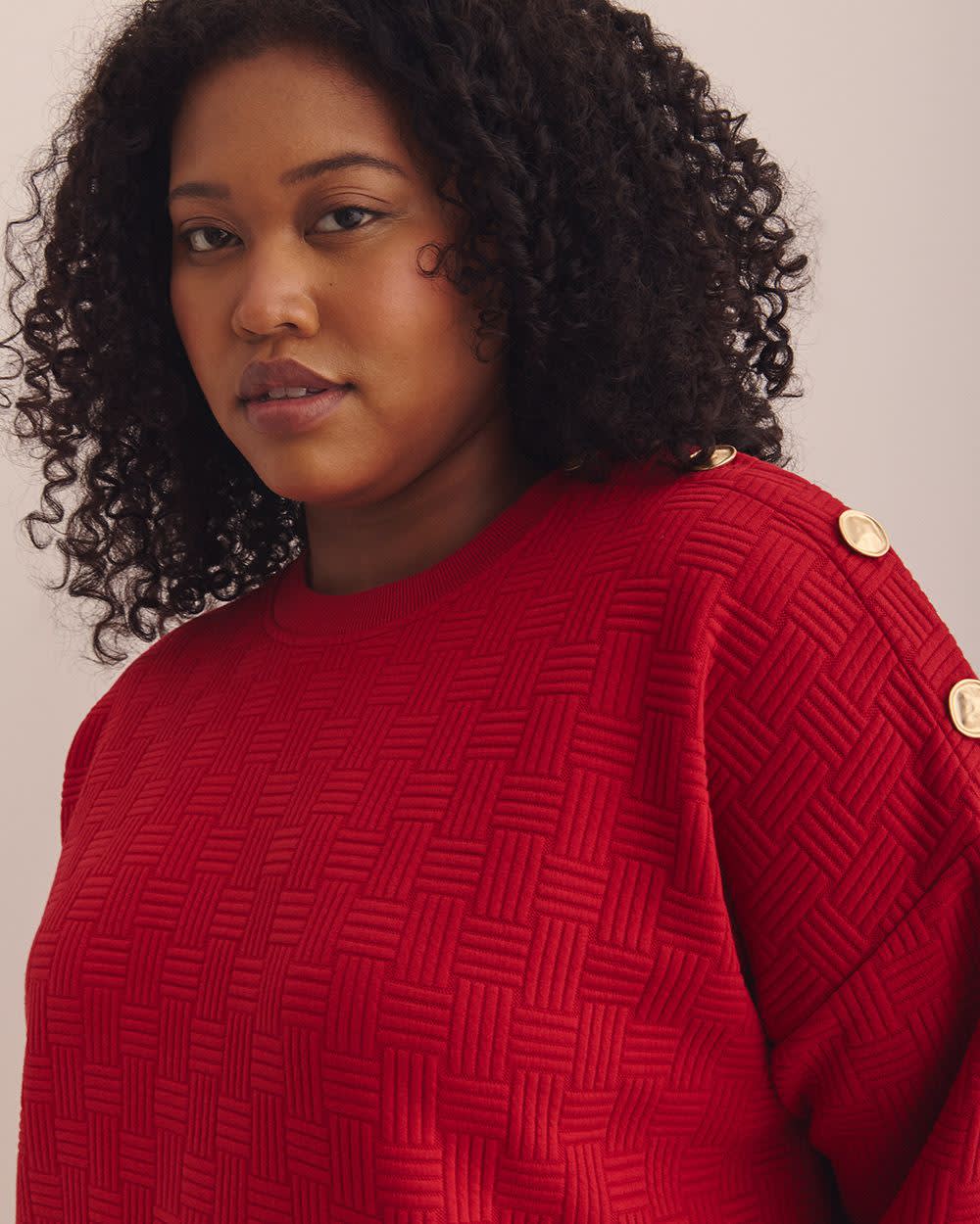 Dropped Shoulder Sweatshirt with Buttons Haute red