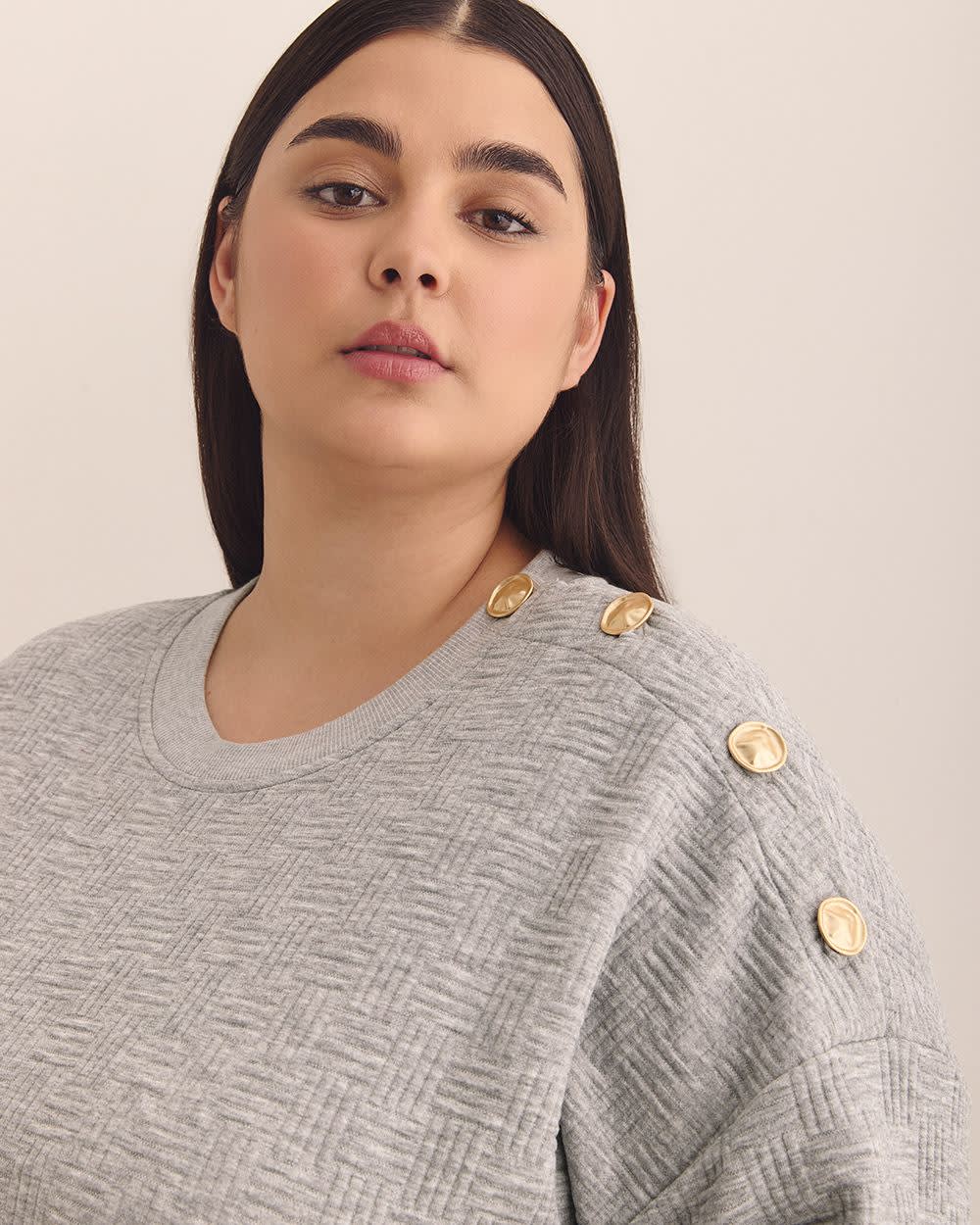 Dropped Shoulder Sweatshirt with Buttons Light grey mix 4 Dropped Shoulder Sweatshirt with Buttons Light grey mix