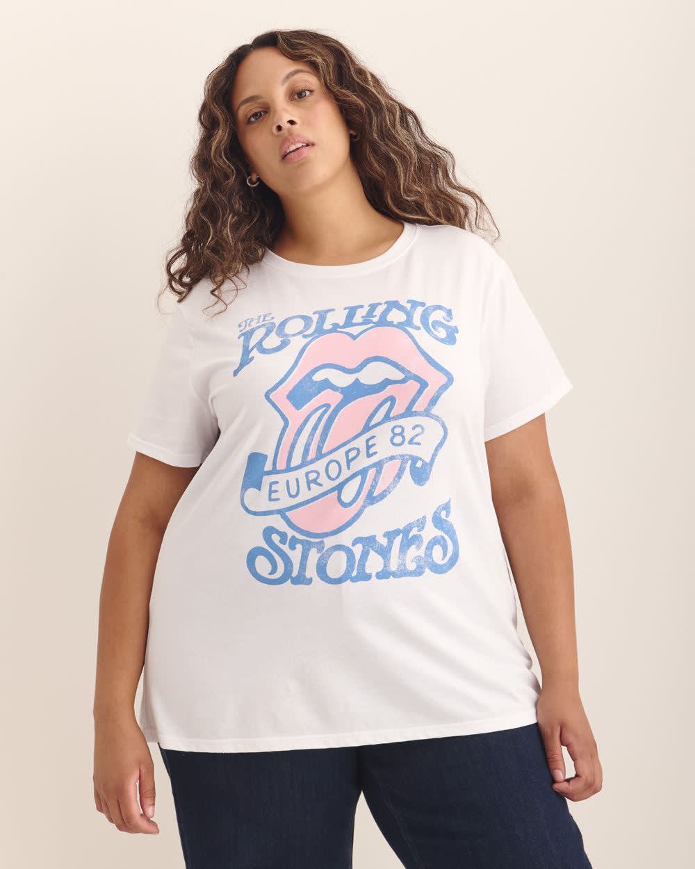White Crewneck Tee with The Rolling Stones Print Bright white - Rolling Stones 2 White Crewneck Tee with The Rolling Stones Print Bright white - Rolling Stones