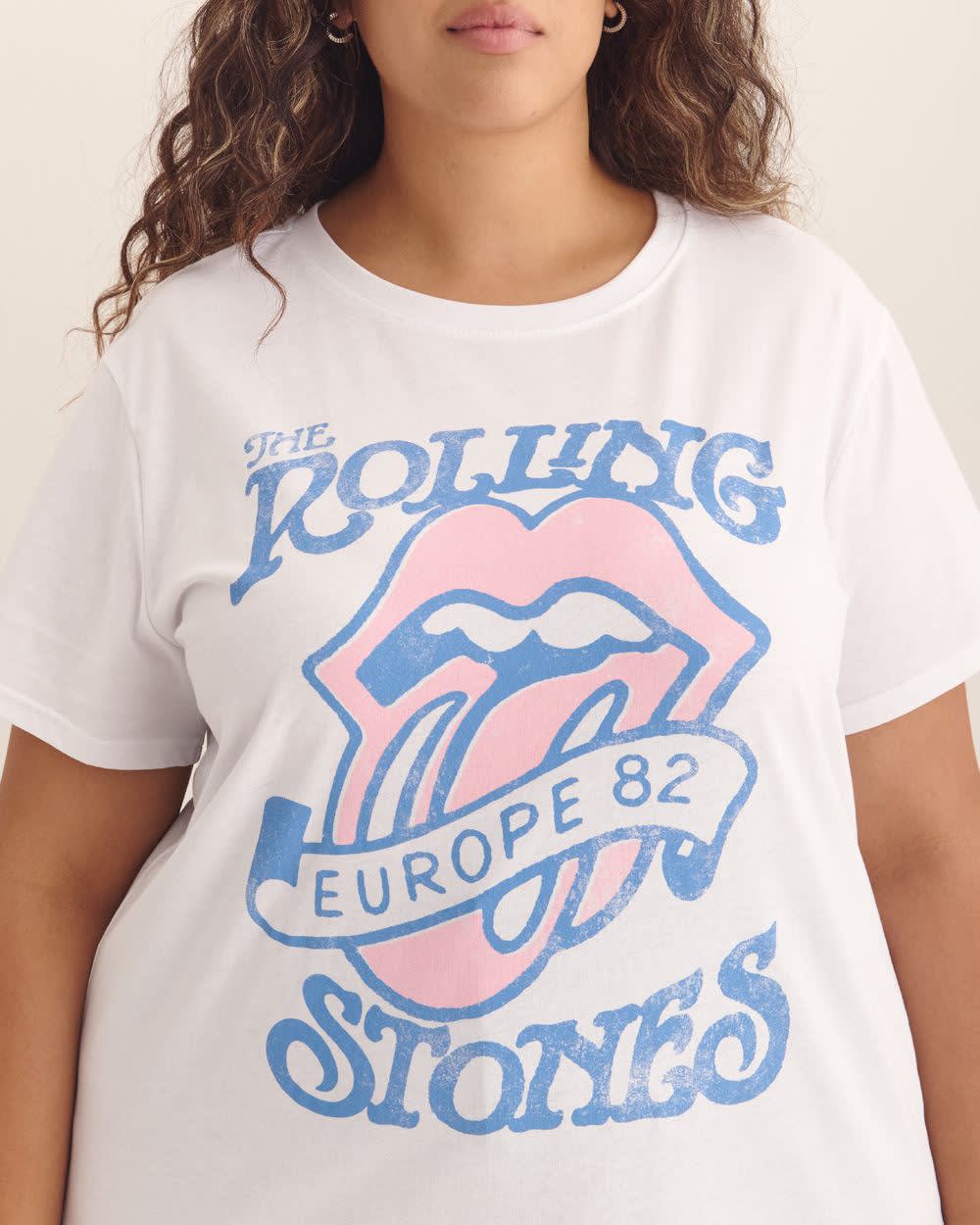White Crewneck Tee with The Rolling Stones Print Bright white - Rolling Stones 4 White Crewneck Tee with The Rolling Stones Print Bright white - Rolling Stones
