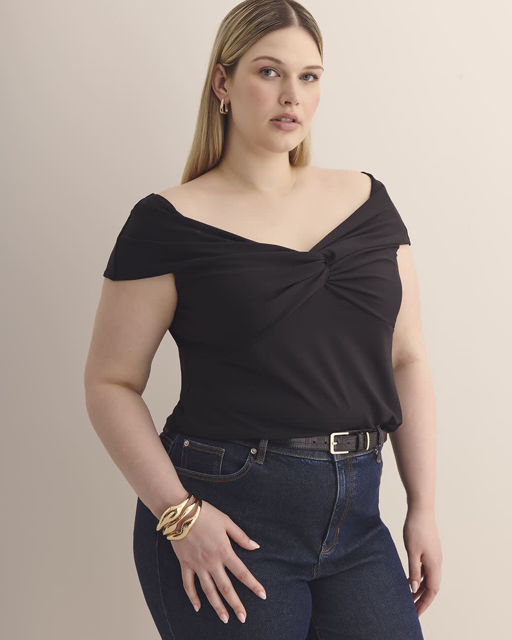 Twisted Off-the-Shoulder Top Black 1 Twisted Off-the-Shoulder Top Black
