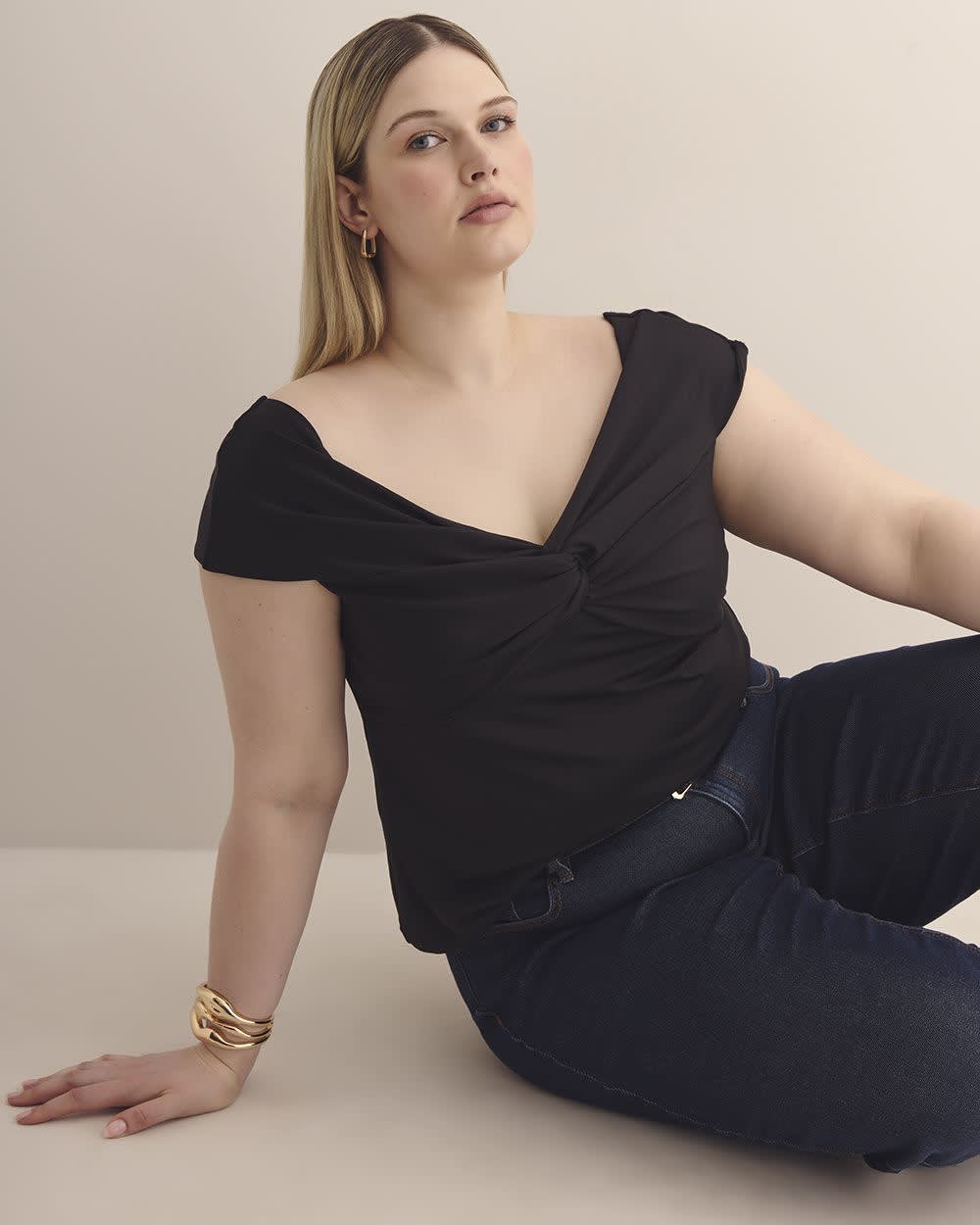 Twisted Off-the-Shoulder Top Black 2 Twisted Off-the-Shoulder Top Black