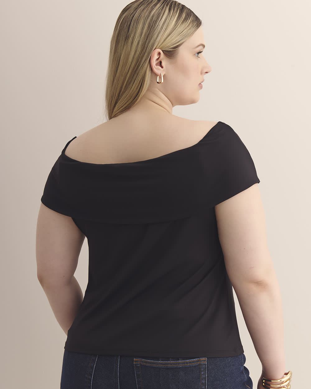 Twisted Off-the-Shoulder Top Black 3 Twisted Off-the-Shoulder Top Black