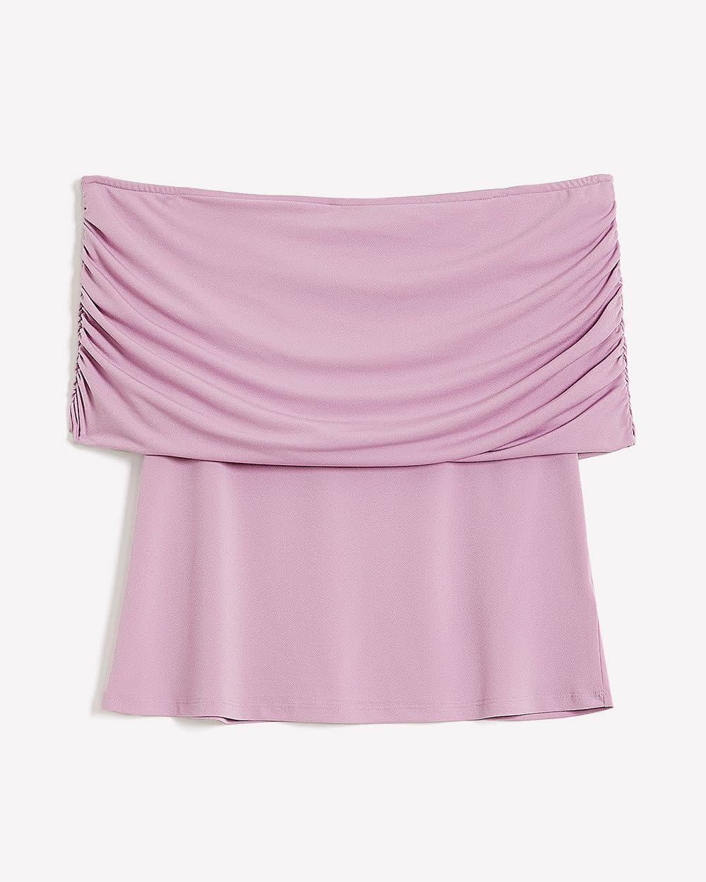 Off-Shoulder Top with Shirring - Addition Elle Lavender herb 5 Off-Shoulder Top with Shirring - Addition Elle Lavender herb