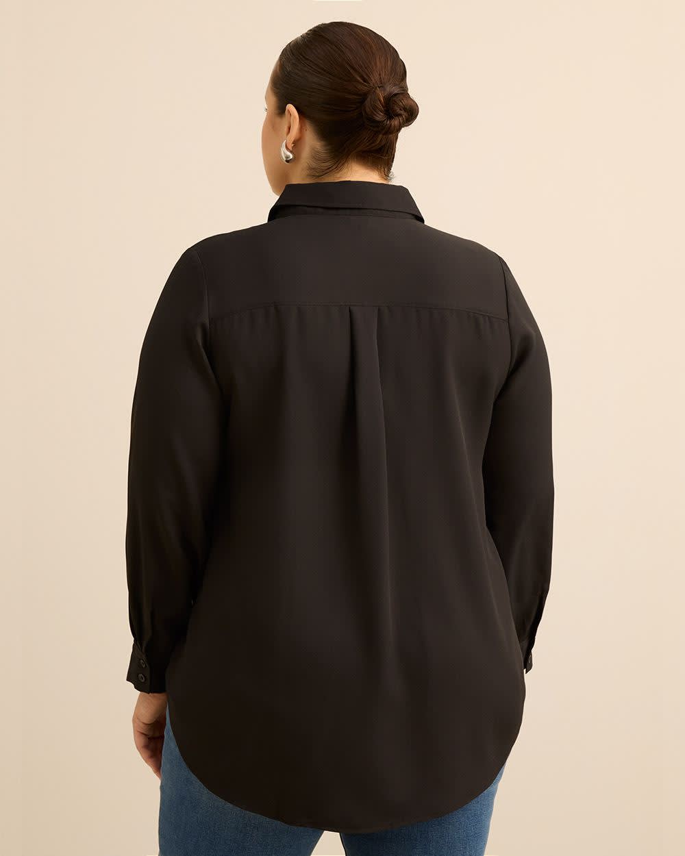 Silky Buttoned Down Tunic Black 3 Silky Buttoned Down Tunic Black