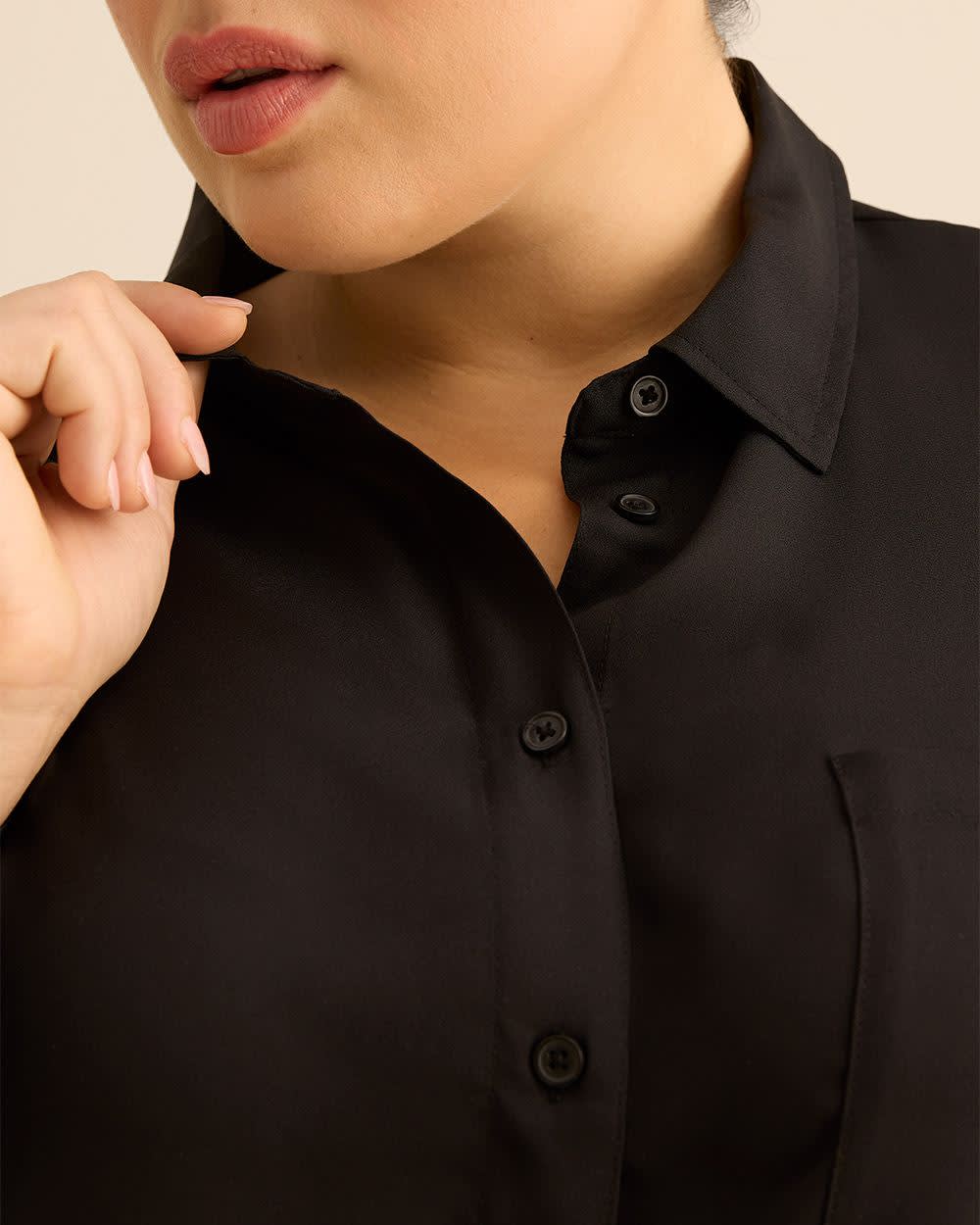 Silky Buttoned Down Tunic Black 5 Silky Buttoned Down Tunic Black
