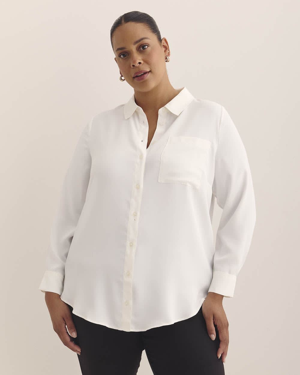 Silky Buttoned Down Tunic Marshmallow 2 Silky Buttoned Down Tunic Marshmallow