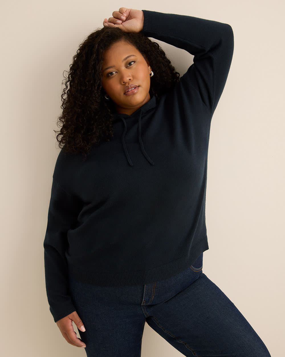Relaxed-Fit Shaker-Stitch Hooded Sweater Sky captain 4 Relaxed-Fit Shaker-Stitch Hooded Sweater Sky captain