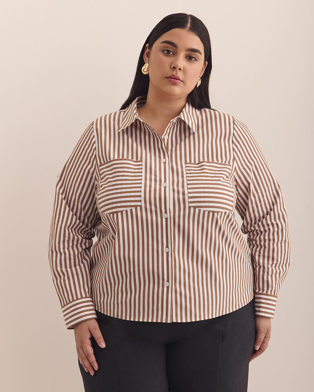 Striped Shirt with Pockets Snow white stripe 1 Striped Shirt with Pockets Snow white stripe