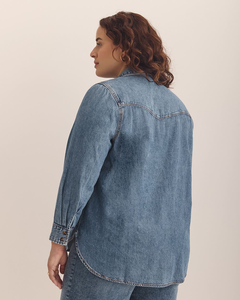 Denim Buttoned-Down Shirt Light medium blue denim 3 Denim Buttoned-Down Shirt Light medium blue denim