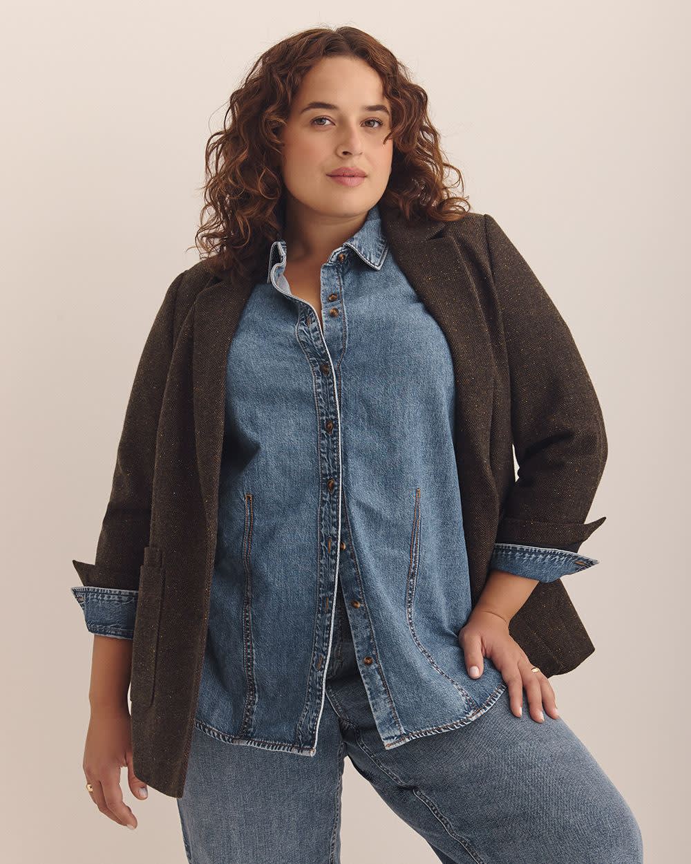Denim Buttoned-Down Shirt Light medium blue denim 4 Denim Buttoned-Down Shirt Light medium blue denim
