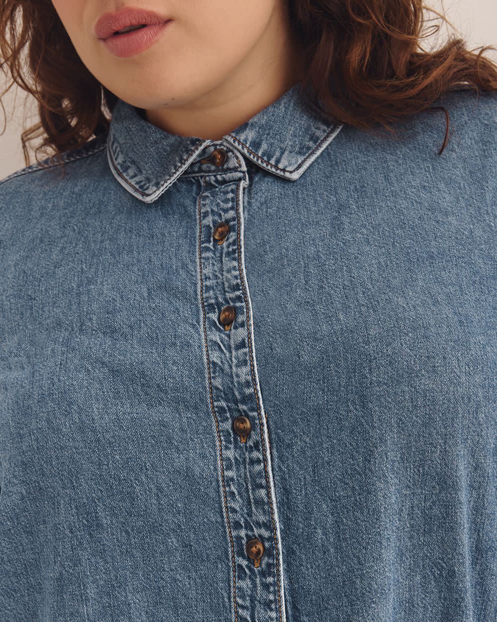 Denim Buttoned-Down Shirt Light medium blue denim 5 Denim Buttoned-Down Shirt Light medium blue denim