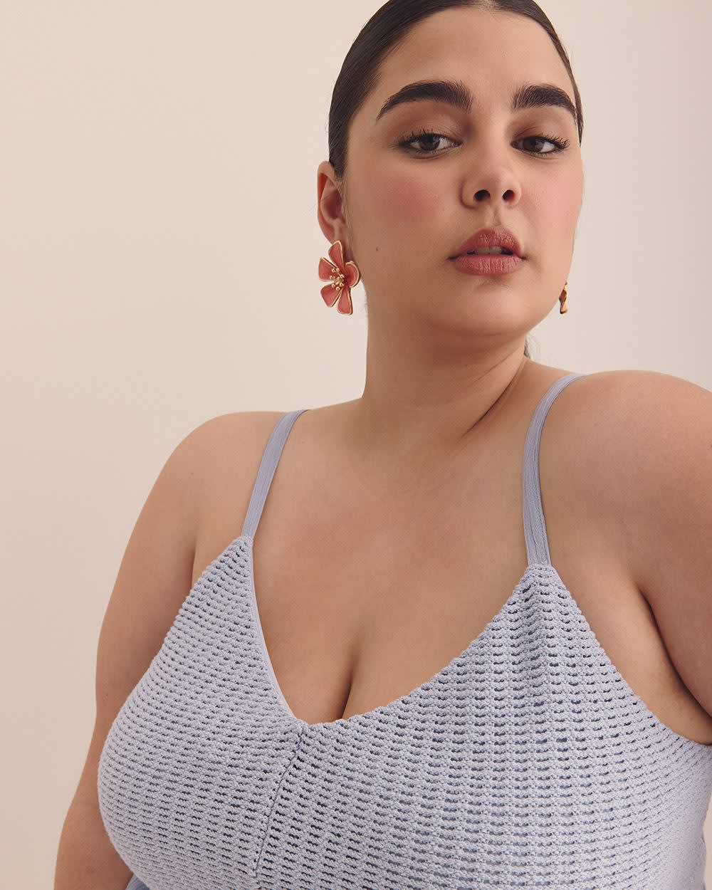 Mixed Media Sleeveless Crochet Blouse Eventide