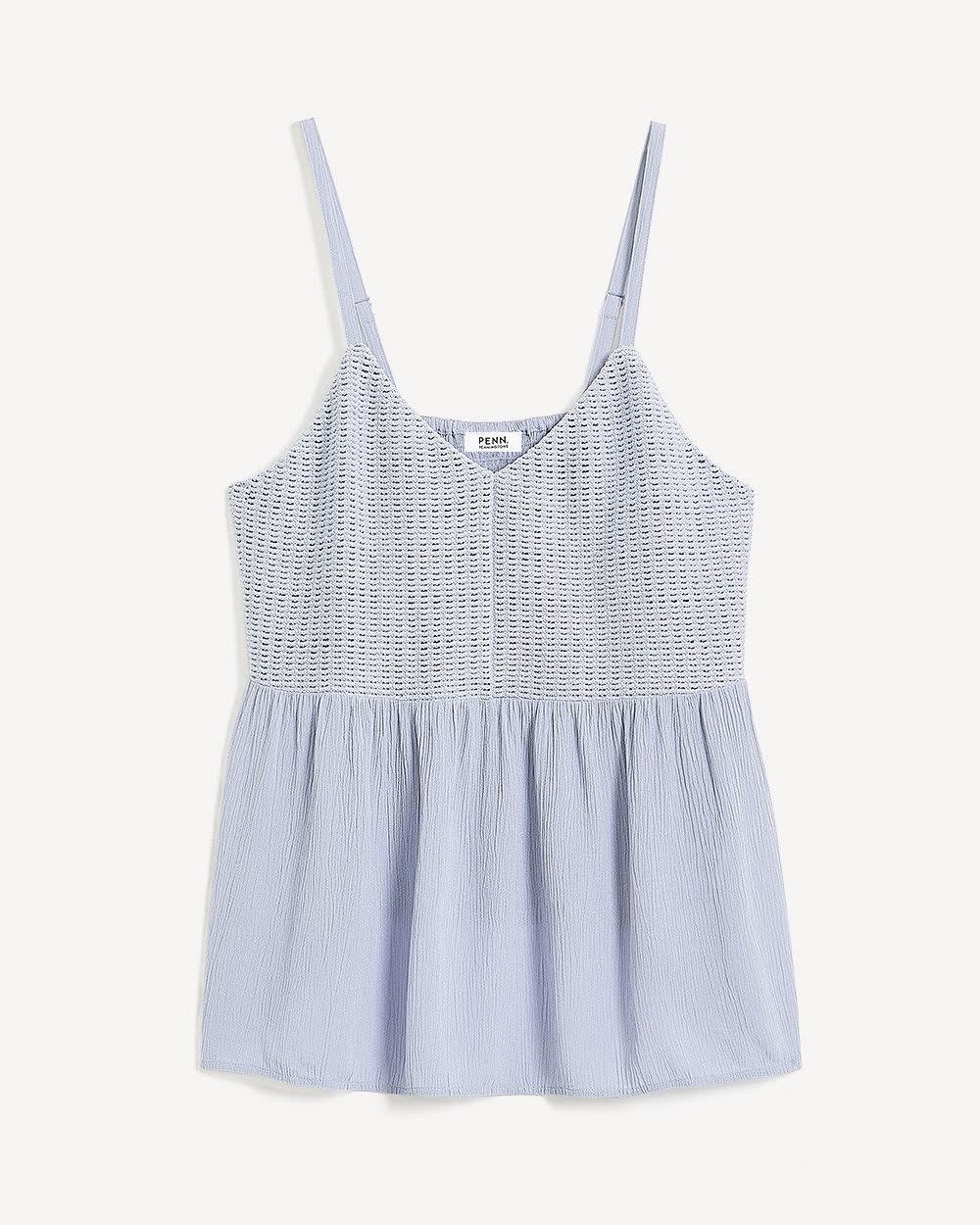 Mixed Media Sleeveless Crochet Blouse Eventide