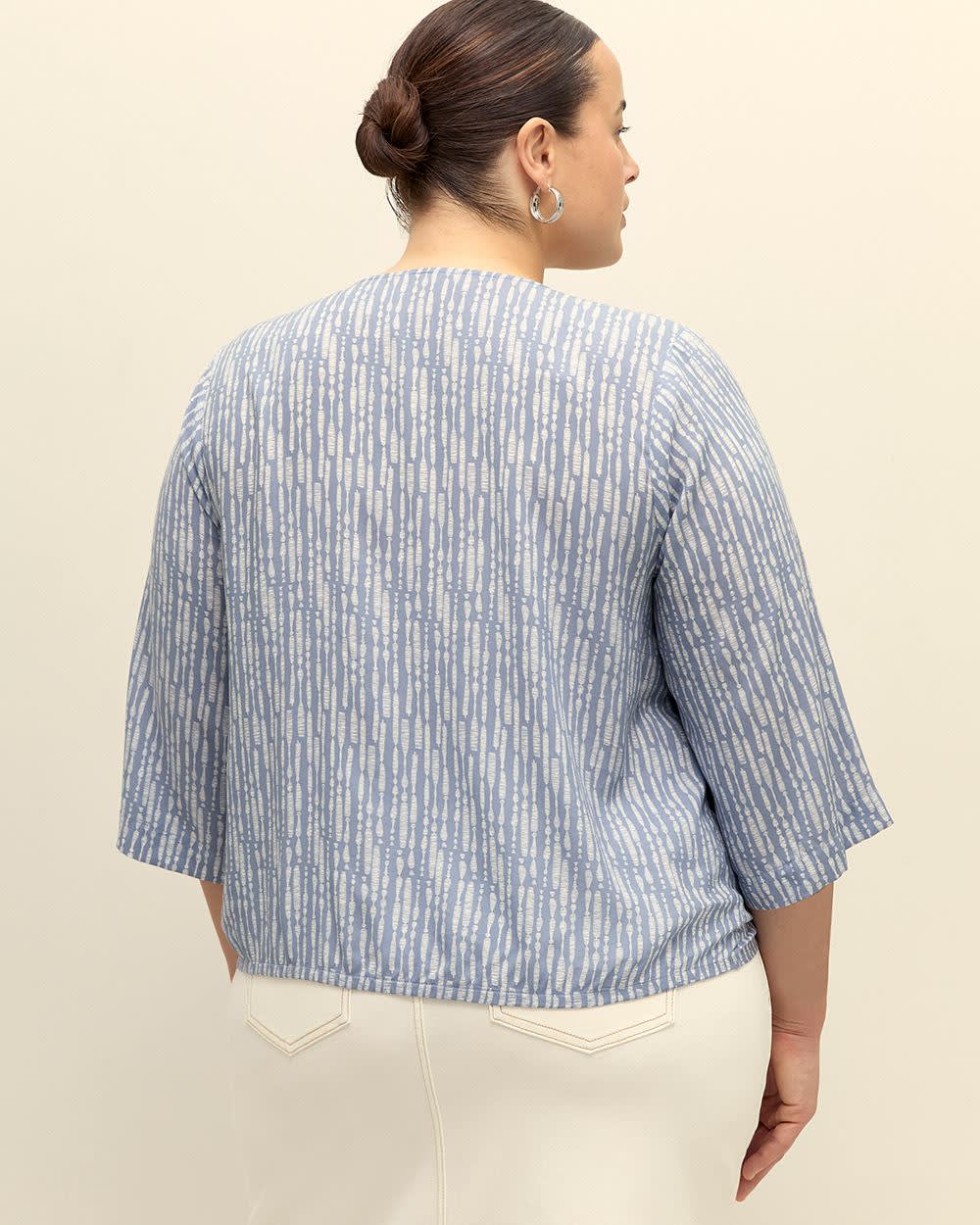 Responsible, V-Neck Blouse with Front Knot Troposphere printed