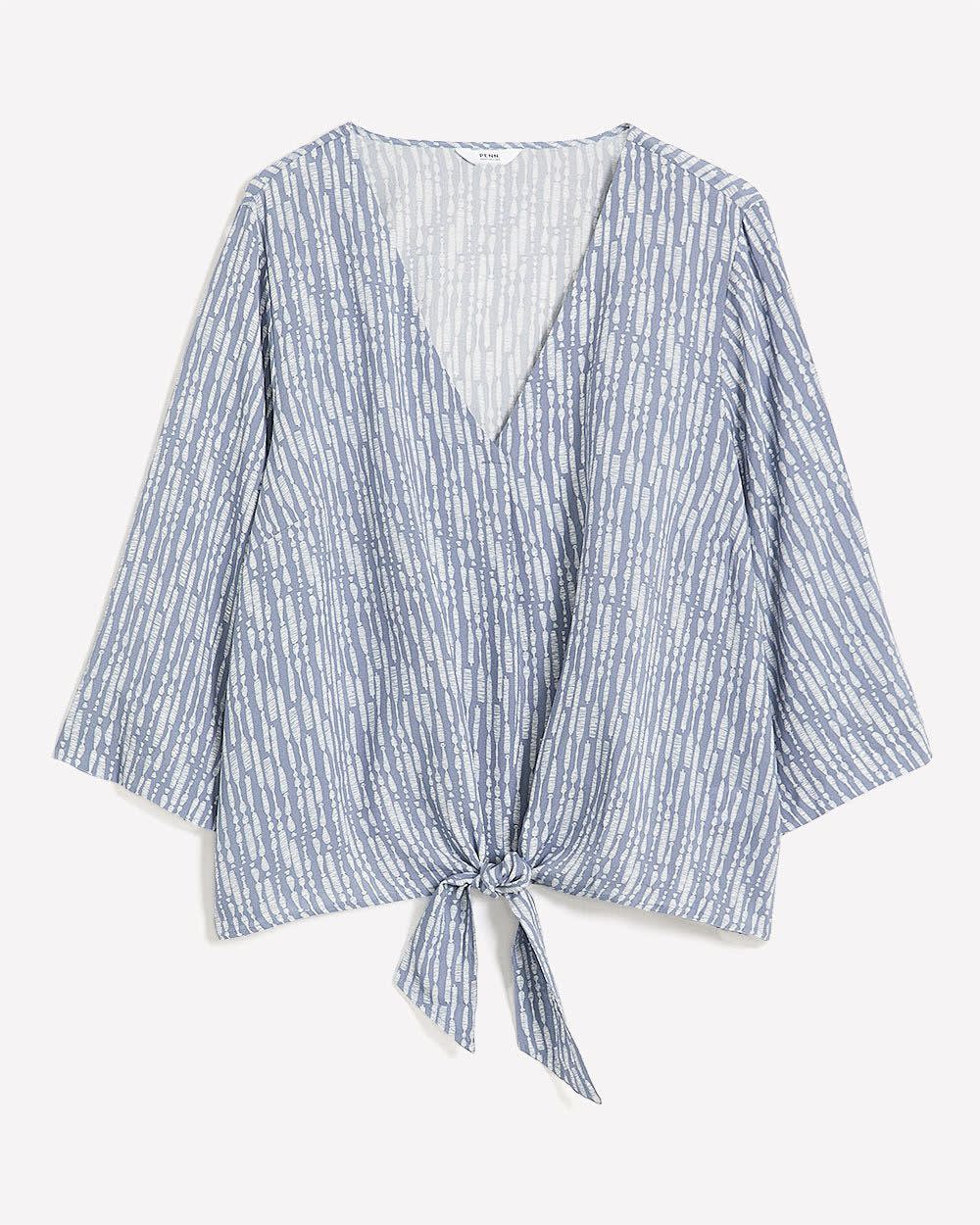 Responsible, V-Neck Blouse with Front Knot Troposphere printed