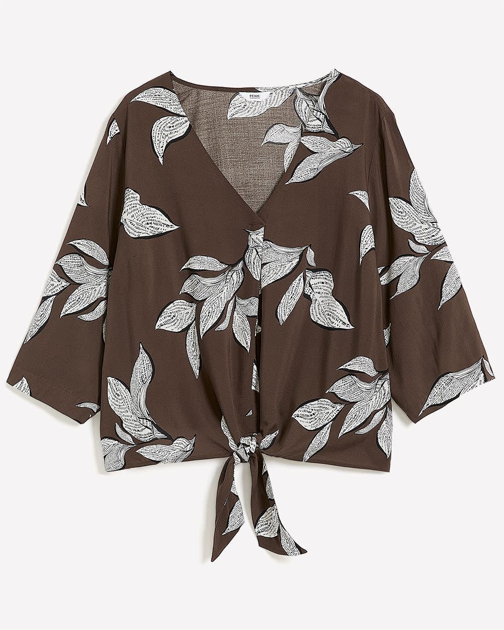 Responsible, V-Neck Blouse with Front Knot Chocolate martini printed 5 Responsible, V-Neck Blouse with Front Knot Chocolate martini printed