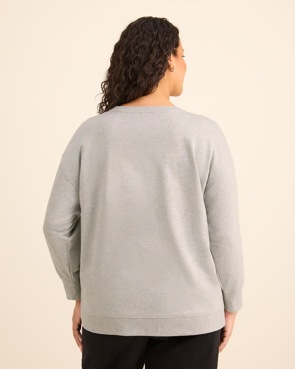Grey Crewneck Sweatshirt with Holiday Snoopy Print Grey Snoopy
