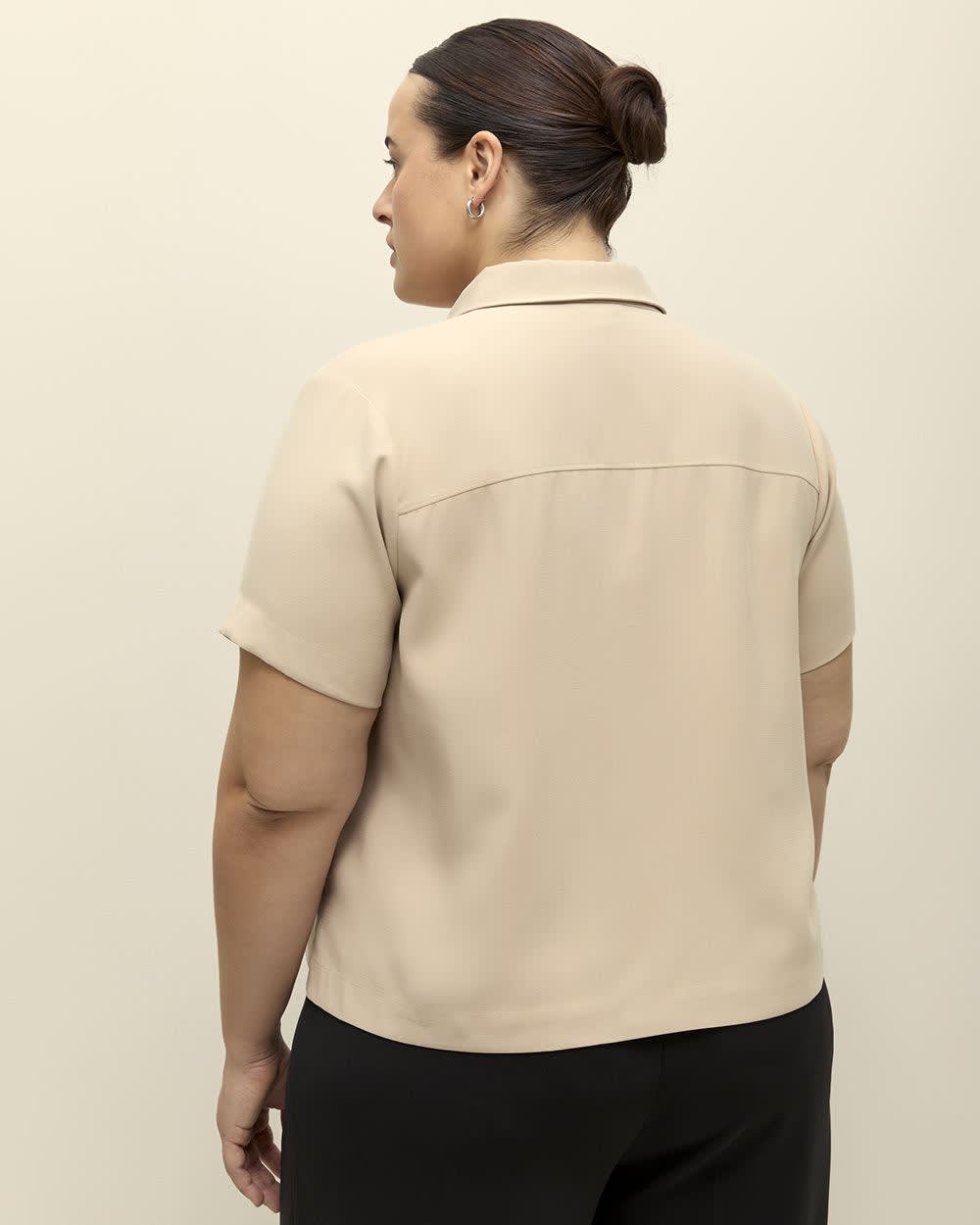 Short-Sleeve Buttoned-Down Shirt Oxford tan