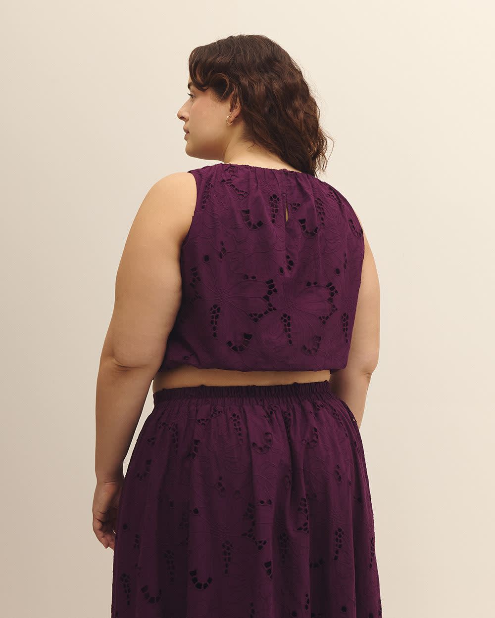 Sleeveless Cotton Shirring Top - Addition Elle Potent purple