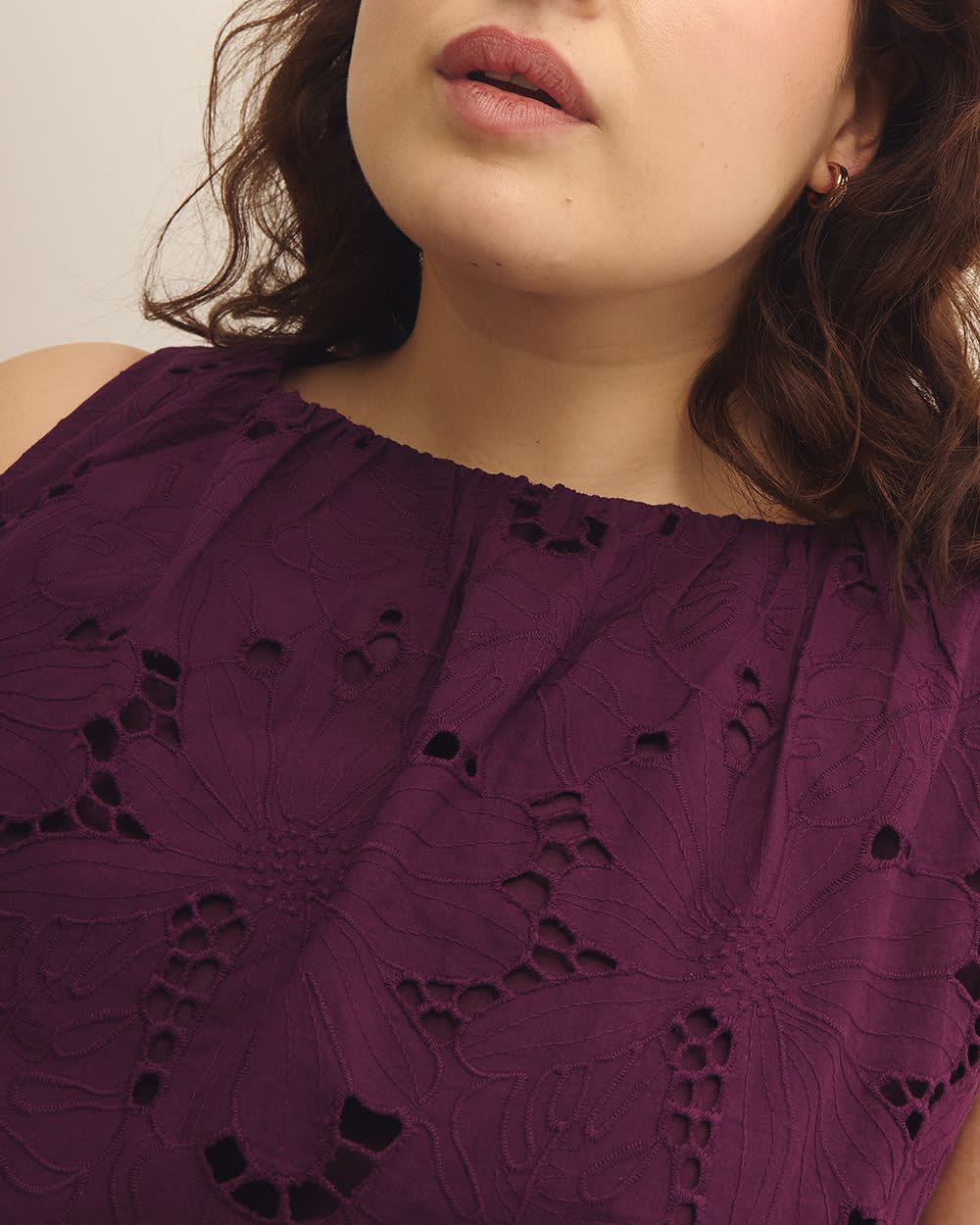 Sleeveless Cotton Shirring Top - Addition Elle Potent purple