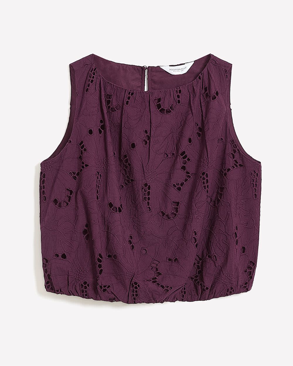 Sleeveless Cotton Shirring Top - Addition Elle Potent purple