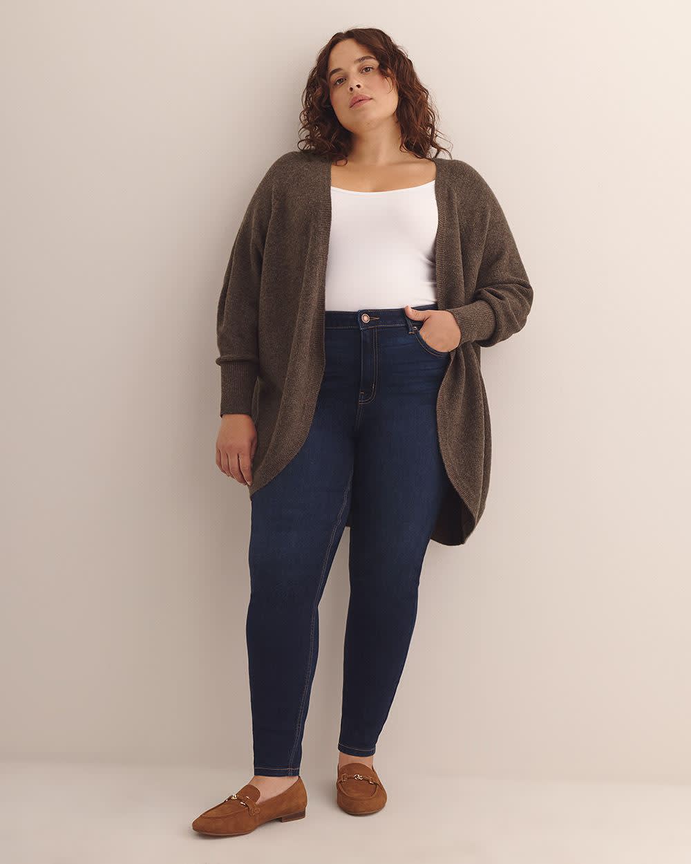 Tunic-Length Cocoon Cardigan Chicory coffee heather