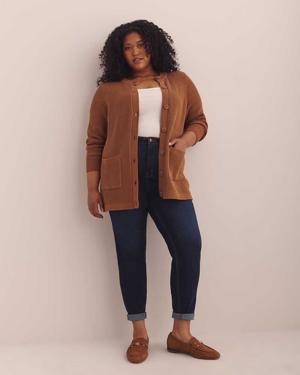 Shaker Stitch Crewneck Tunic Cardigan Coconut shell marl 2 Shaker Stitch Crewneck Tunic Cardigan Coconut shell marl