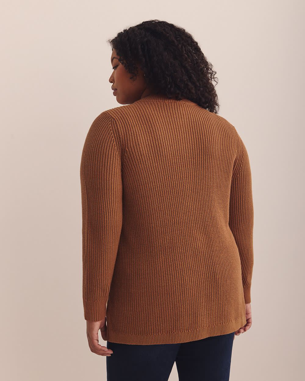 Shaker Stitch Crewneck Tunic Cardigan Coconut shell marl 3 Shaker Stitch Crewneck Tunic Cardigan Coconut shell marl