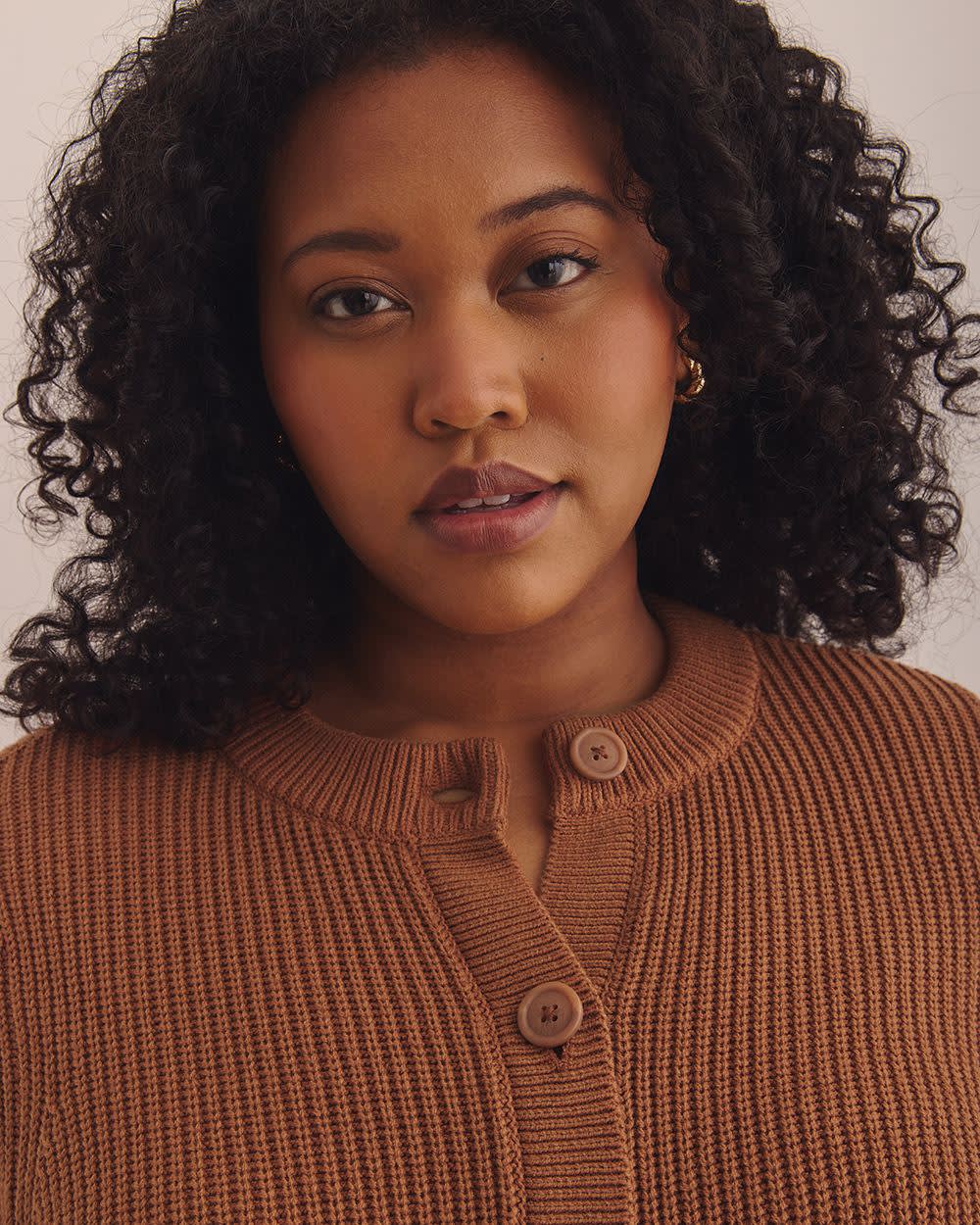 Shaker Stitch Crewneck Tunic Cardigan Coconut shell marl 4 Shaker Stitch Crewneck Tunic Cardigan Coconut shell marl