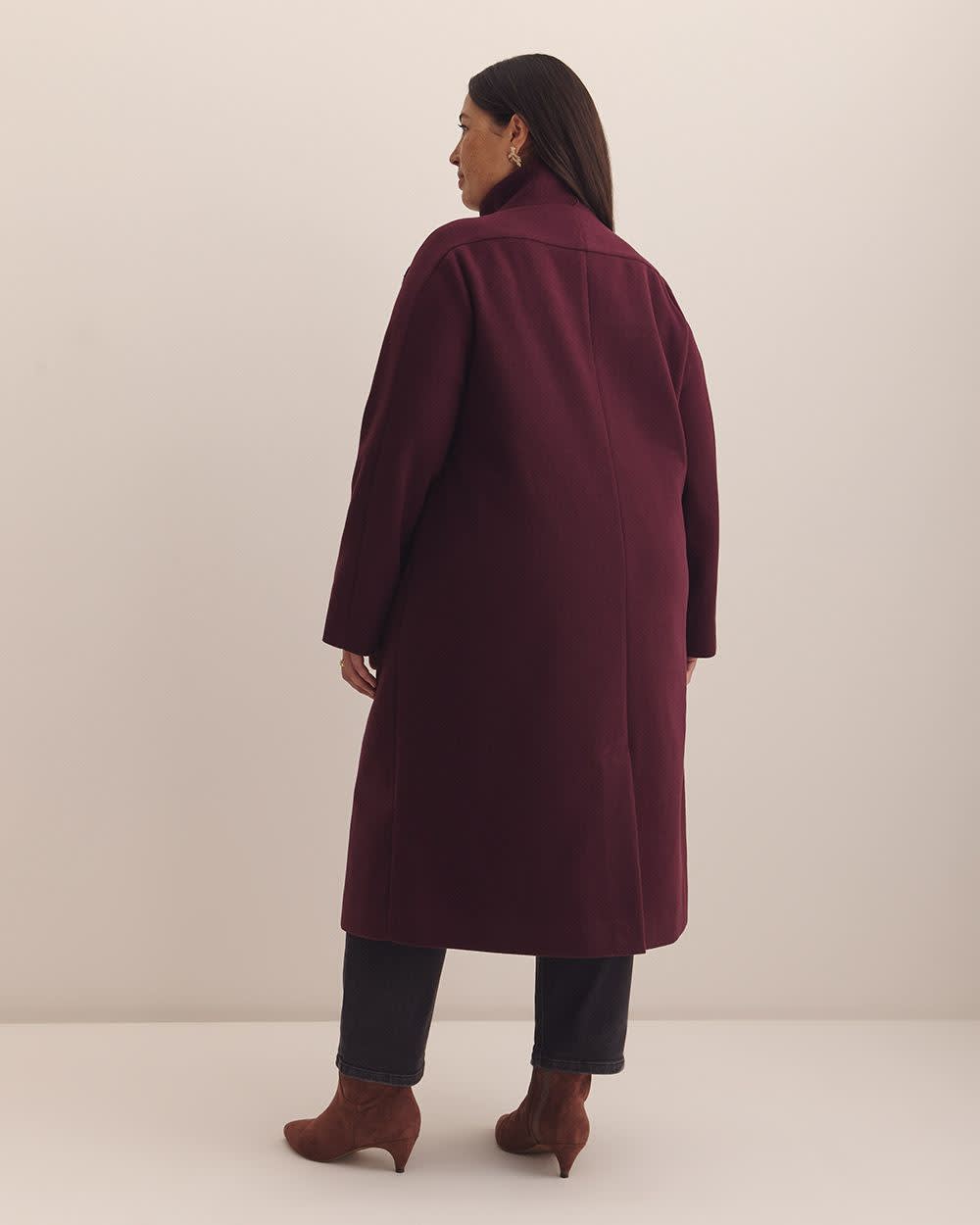 Blanket-Stitch Scarf Coat - Addition Elle Winetasting