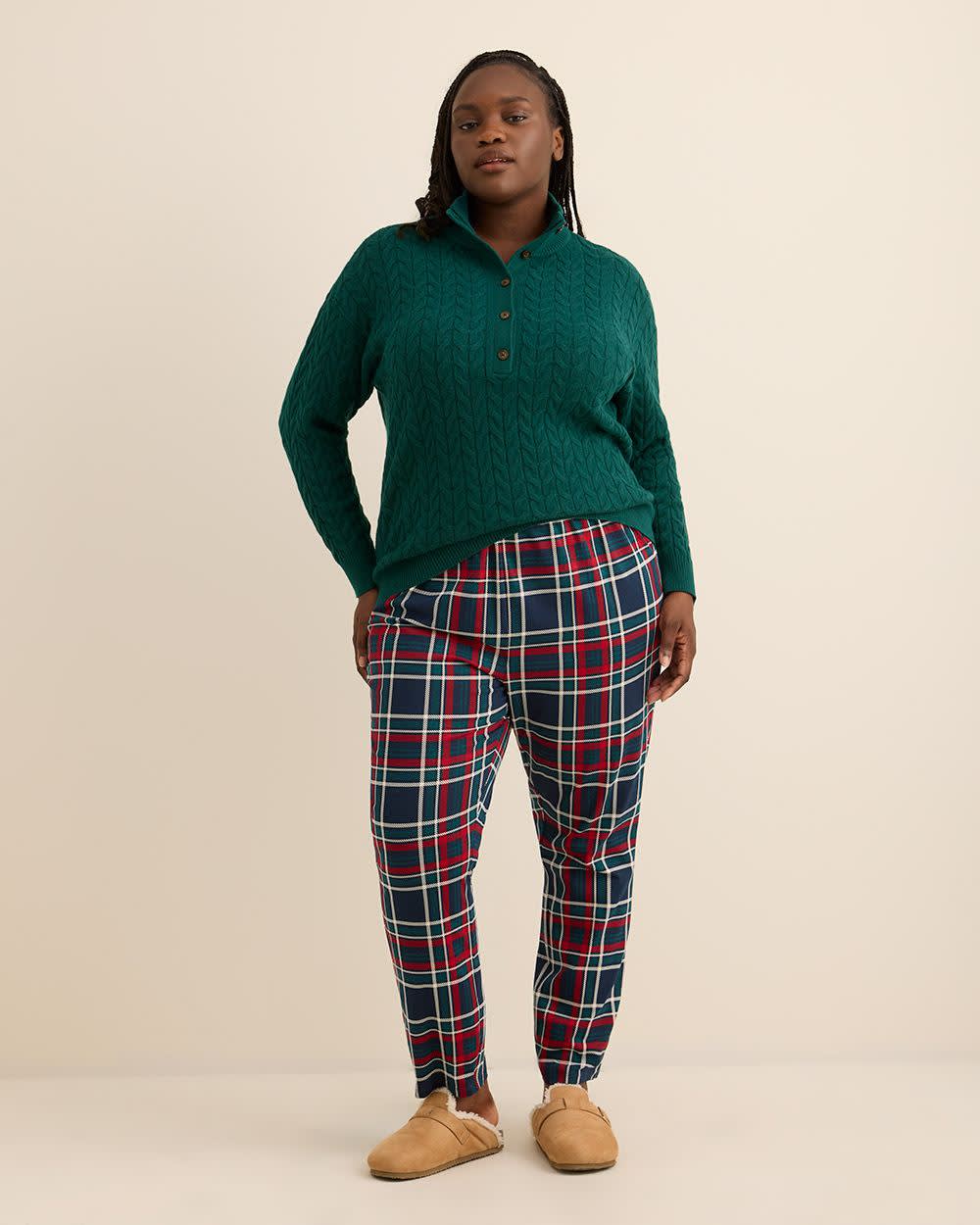 Half-Placket Cable Knit Sweater Deep Teal 2 Half-Placket Cable Knit Sweater Deep Teal