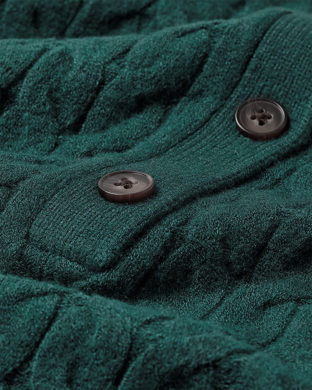 Half-Placket Cable Knit Sweater Deep Teal 6 Half-Placket Cable Knit Sweater Deep Teal