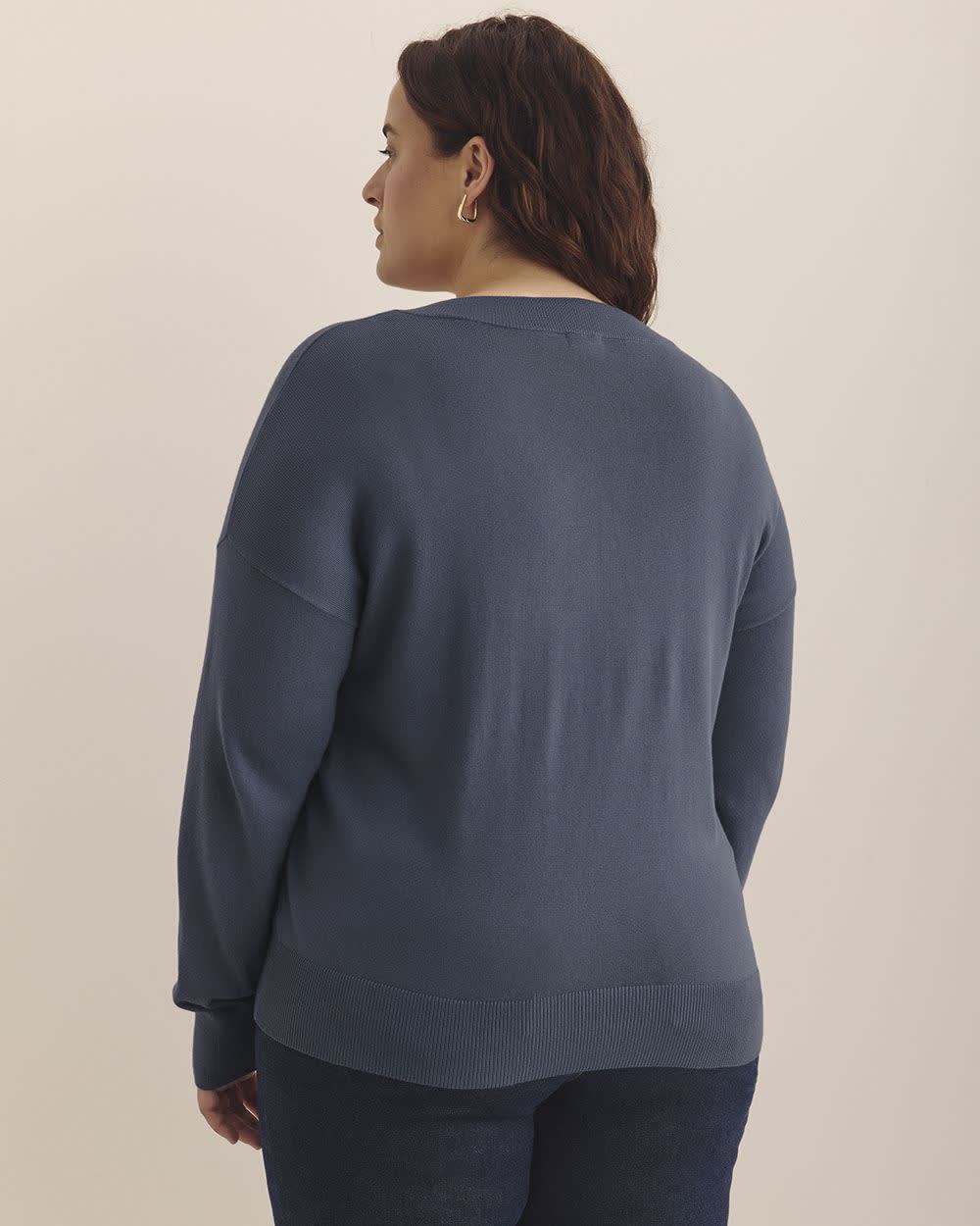 Responsible, Cotton-Blend Long-Sleeve V-Neck Sweater Vintage indigo