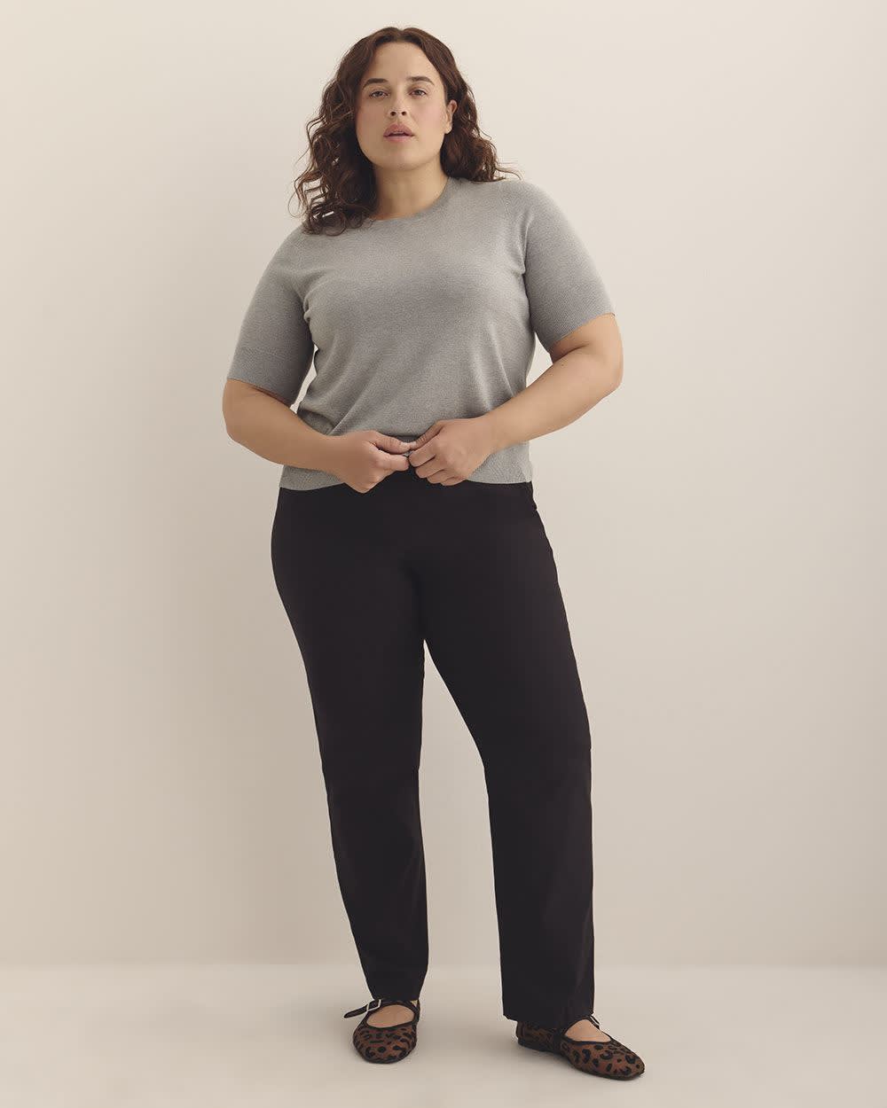 Responsible, Elbow-Sleeve Crewneck Sweater Light medium grey mix 2 Responsible, Elbow-Sleeve Crewneck Sweater Light medium grey mix