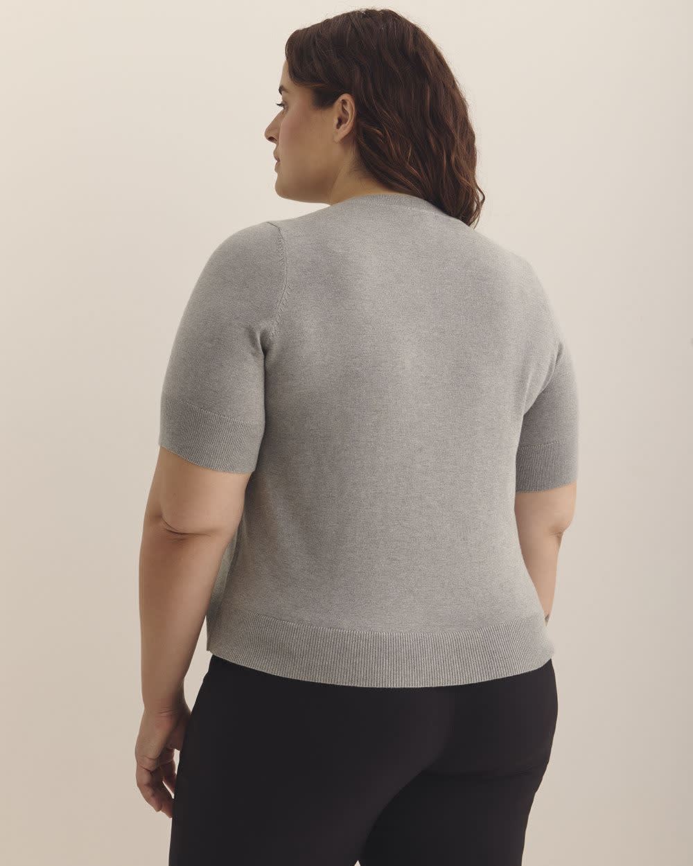 Responsible, Elbow-Sleeve Crewneck Sweater Light medium grey mix 3 Responsible, Elbow-Sleeve Crewneck Sweater Light medium grey mix