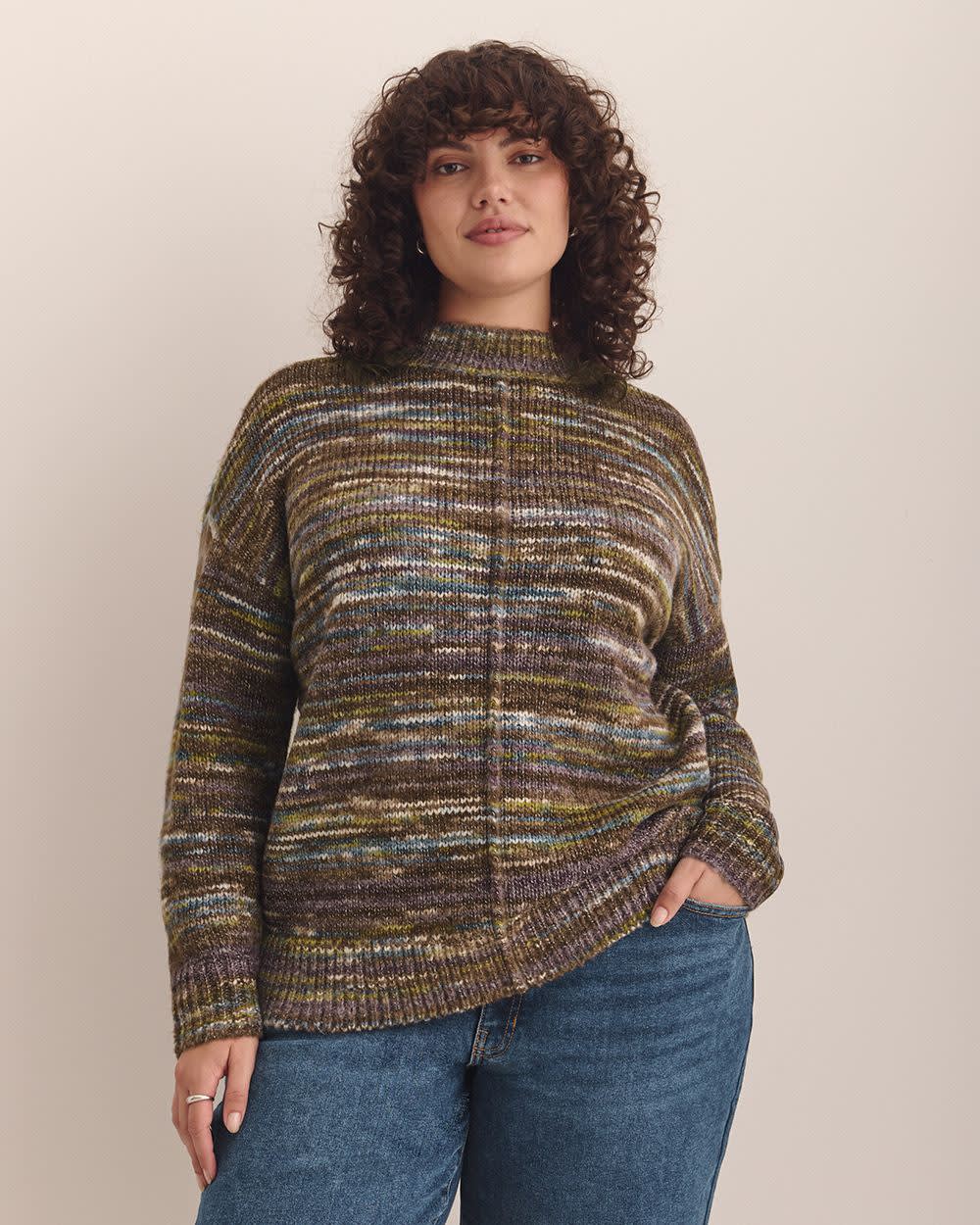 Space-Dye Mock-Neck Pullover Plum Perfect Mix