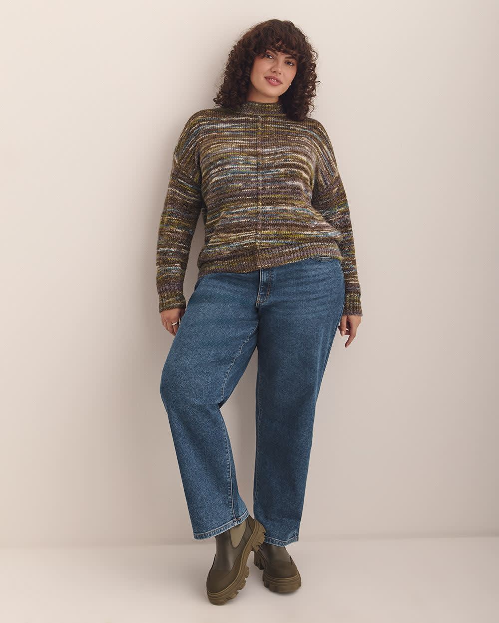 Space-Dye Mock-Neck Pullover Plum Perfect Mix