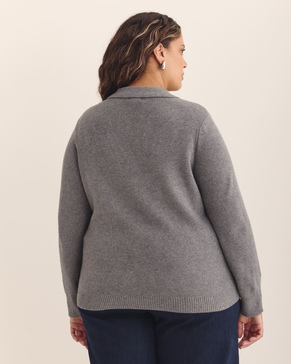 Responsible, Buttoned-Down Polo Sweater Cardigan Dark grey mix- 3 Responsible, Buttoned-Down Polo Sweater Cardigan Dark grey mix-