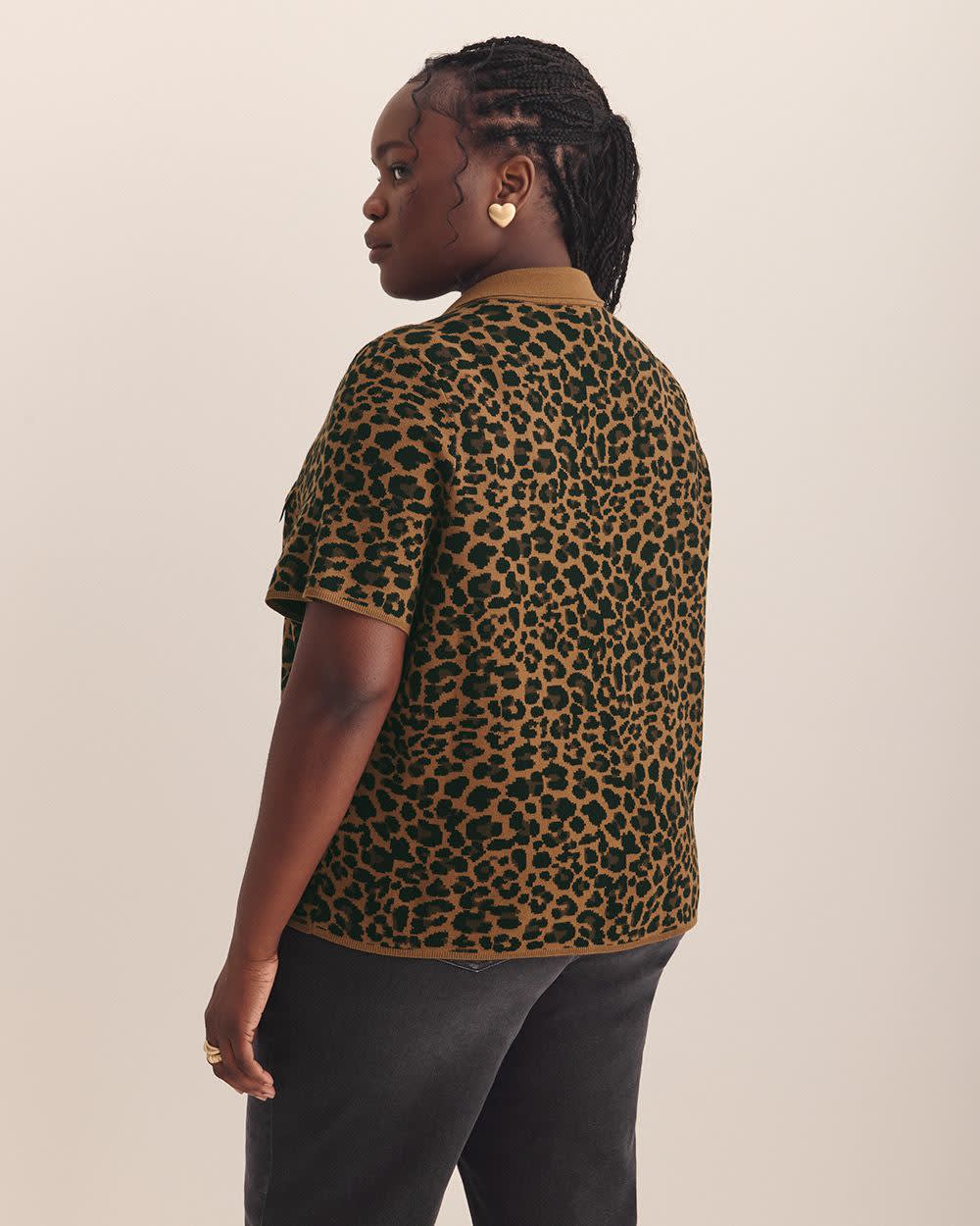 Short-Sleeve Cardigan Sweater - Addition Elle Toffee 3 Short-Sleeve Cardigan Sweater - Addition Elle Toffee