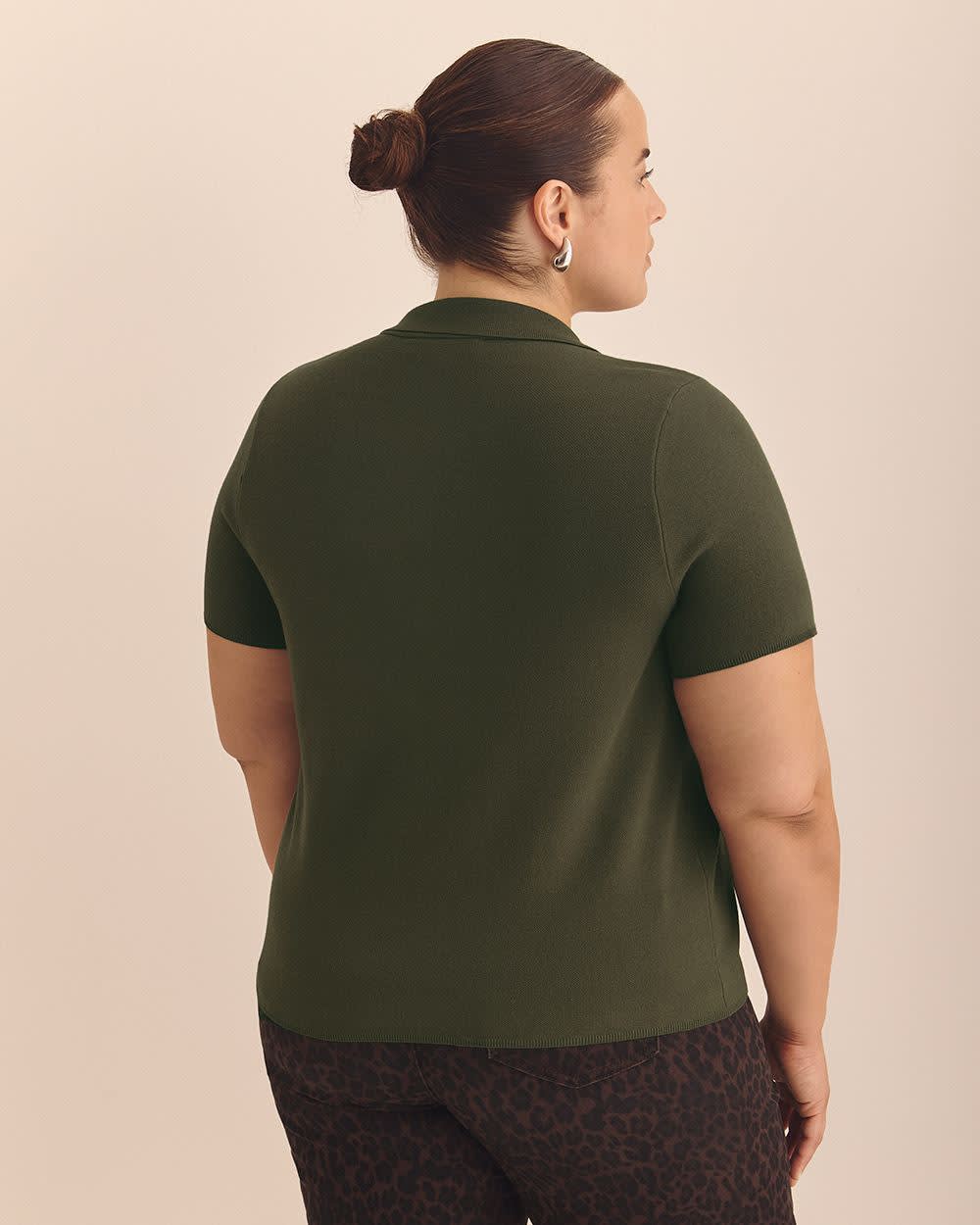 Short-Sleeve Cardigan Sweater - Addition Elle Ivy green 3 Short-Sleeve Cardigan Sweater - Addition Elle Ivy green